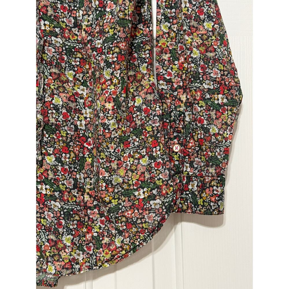 Pilcro Floral Print Ruffled Front Button Up Blouse, Size S - Picture 7 of 10